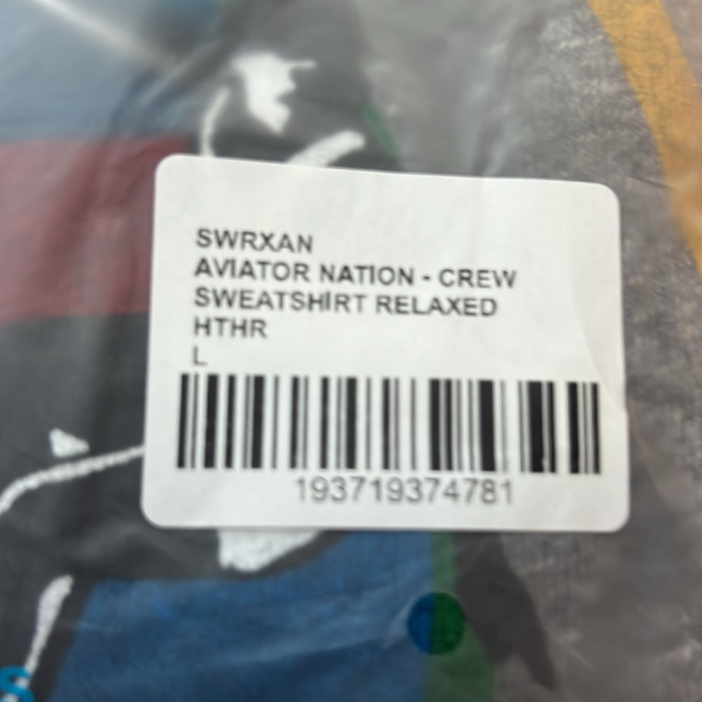 NWT AVIATOR NATION UNISEX RELAXED CREWSWEATSHIRT - HEATHER GREY Logo SZ L - Picture 9 of 12